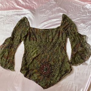 brand new 70s inspired whimsygoth beaded top by aftershock